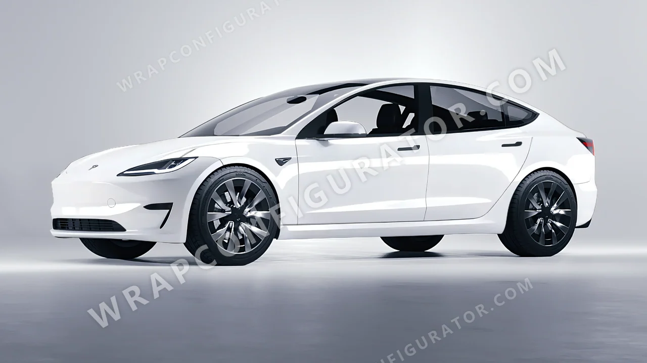 White Tesla Model 3 2024 wrapped in 3M Gloss White Aluminum G120