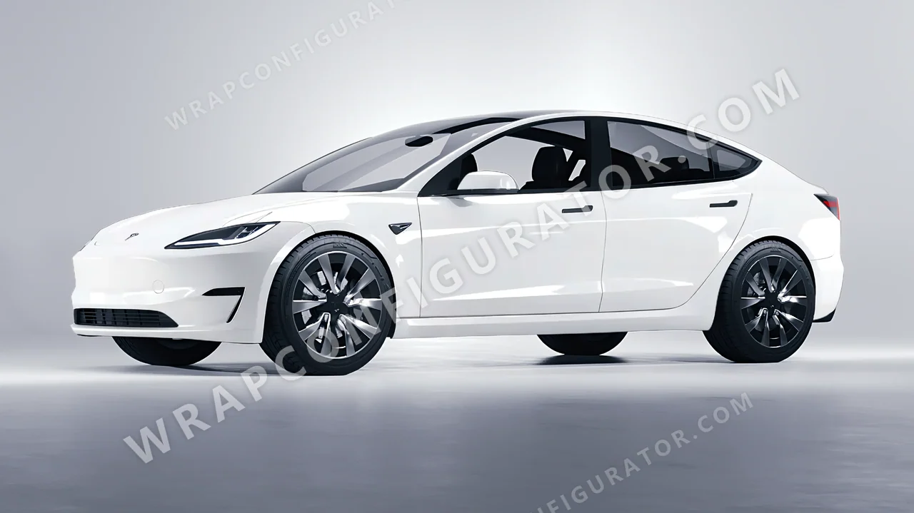 White Tesla Model 3 2024 wrapped in 3M Gloss White G10