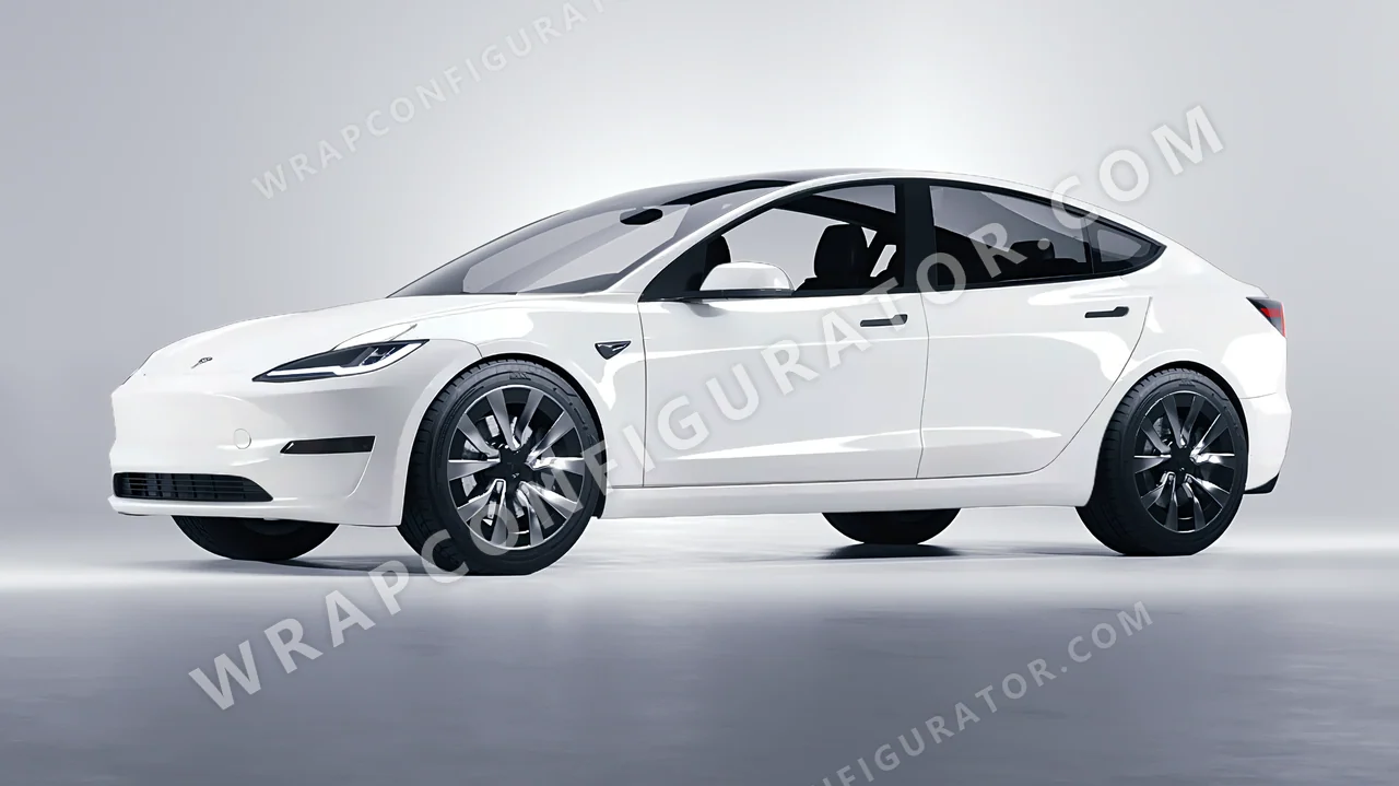 White Tesla Model 3 2024 wrapped in Avery Dennison White SW900-101-O