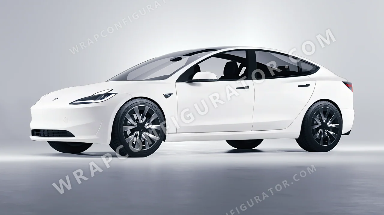 White Tesla Model 3 2024 wrapped in Avery Dennison White SW900-102-O