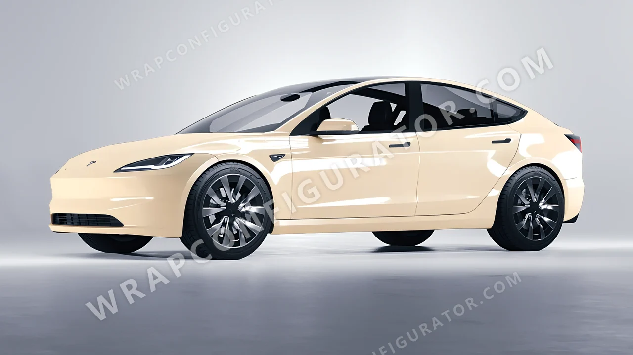 White Tesla Model 3 2024 wrapped in Colourshield PPF by HyperPro Cream White HGF52-P