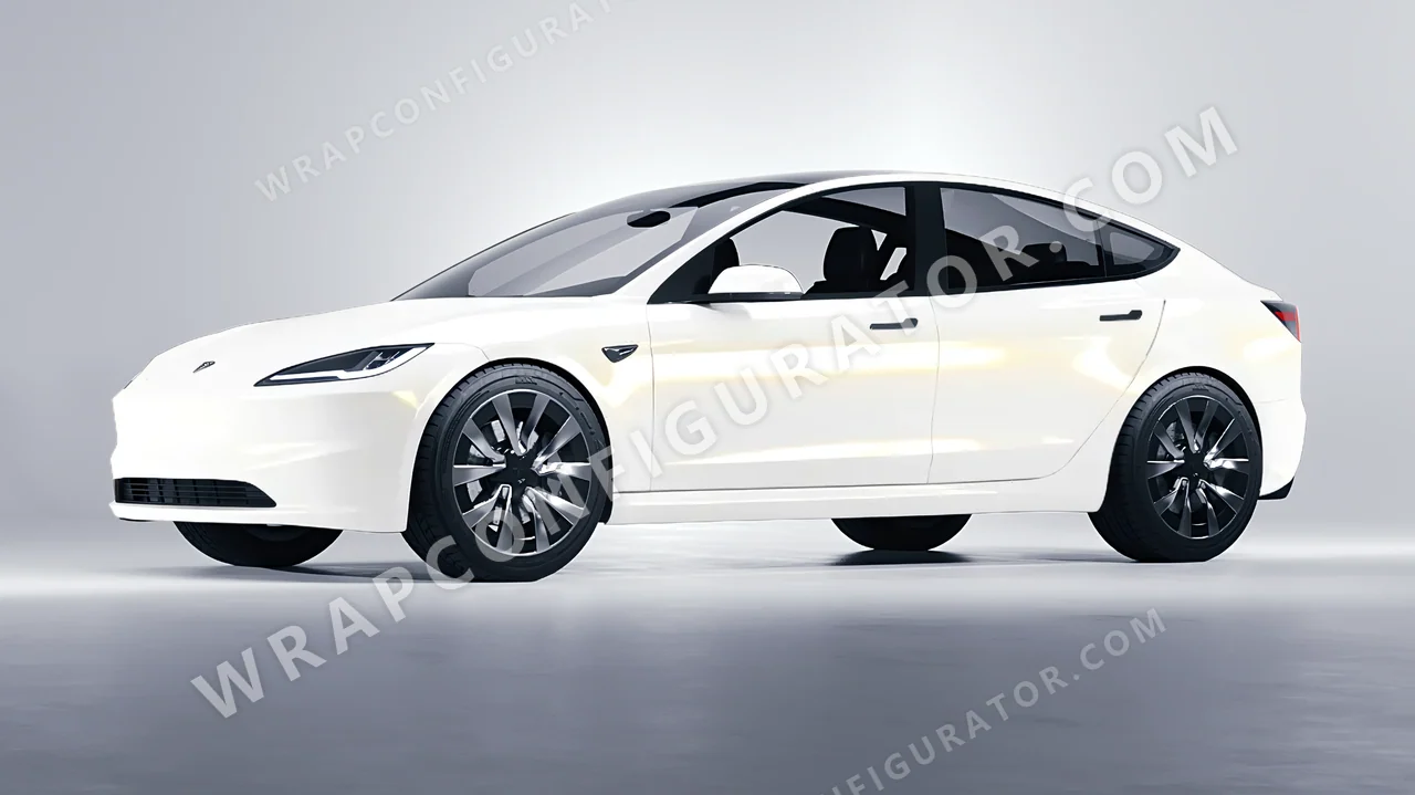 White Tesla Model 3 2024 wrapped in Colourshield PPF by HyperPro White/Gold CWF07-P