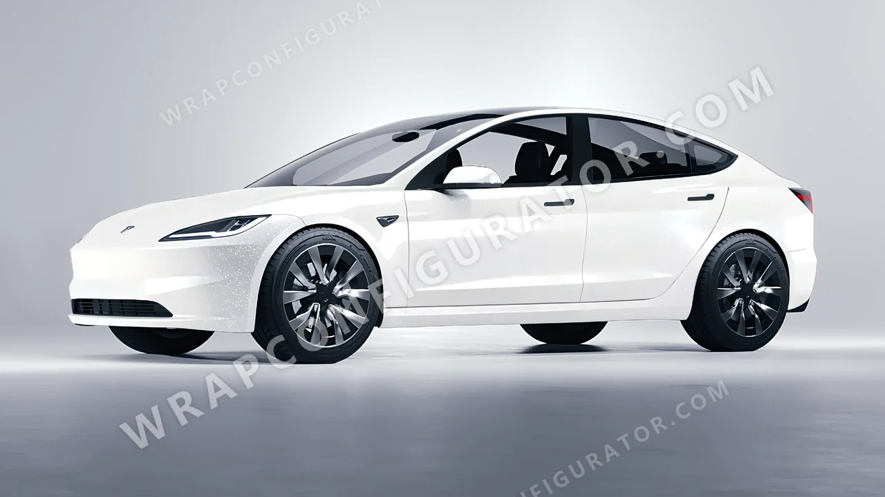 White Tesla Model 3 2024 wrapped in Colourshield PPF by HyperPro White SF003-P