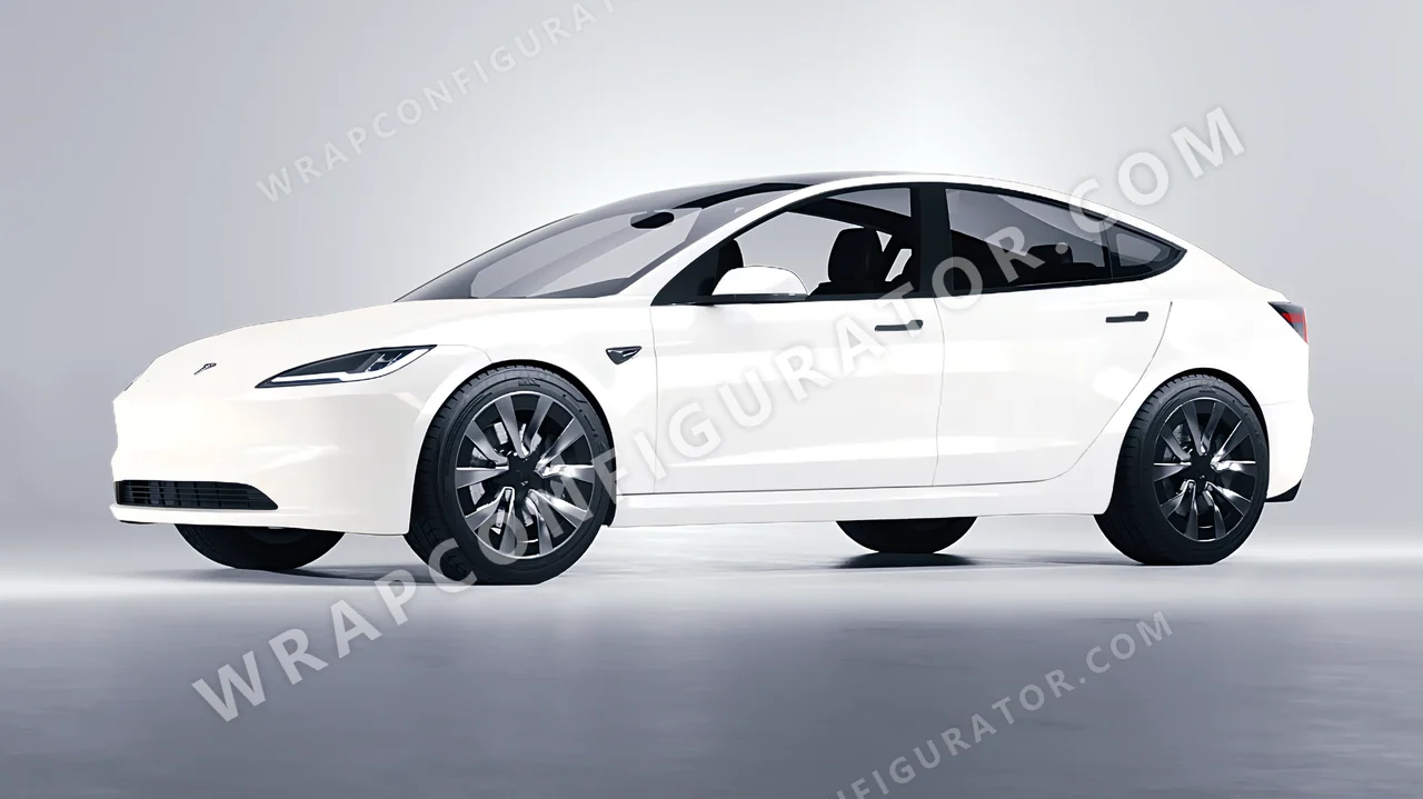White Tesla Model 3 2024 wrapped in Inozetek Dynamic PPF Championship White DPPF702