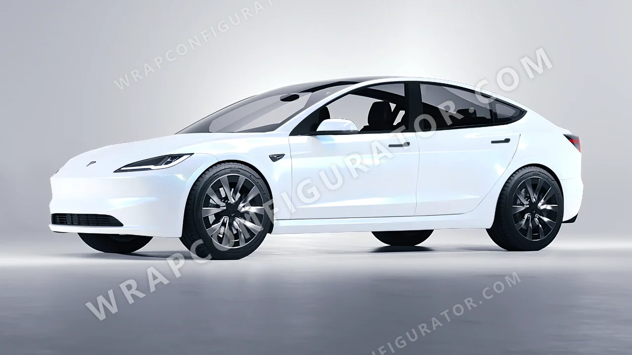 White Tesla Model 3 2024 wrapped in KPMF Blue White Pearlescent K75484
