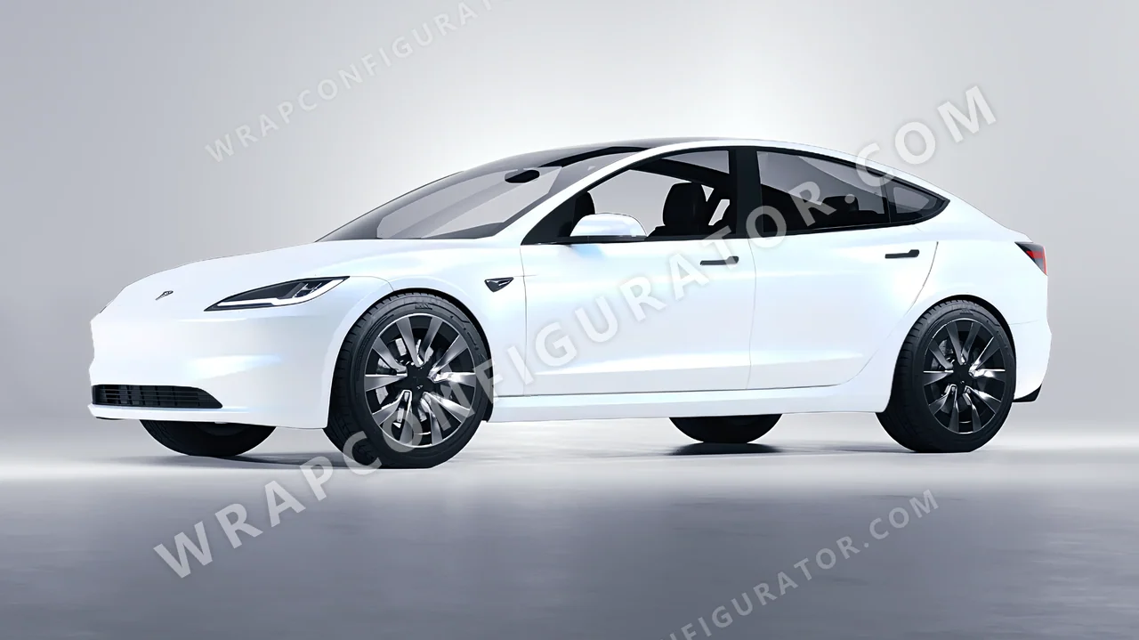 White Tesla Model 3 2024 wrapped in KPMF Matt Blue White Pearlescent K75584