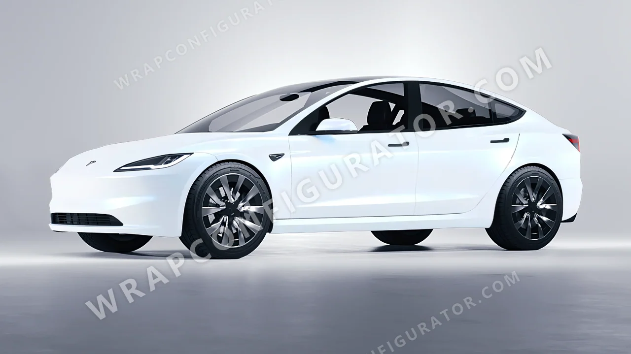 White Tesla Model 3 2024 wrapped in KPMF Matt Pacific Blue White Starlight K75576