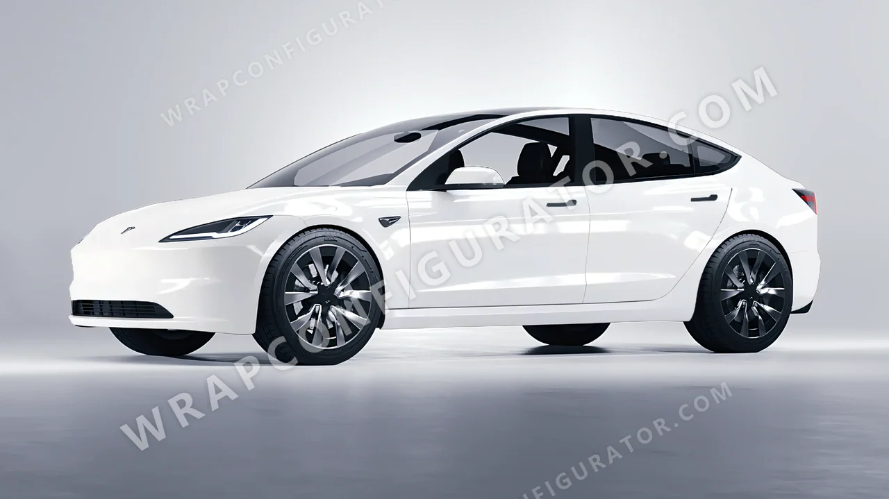 White Tesla Model 3 2024 wrapped in ORACAL White 970RA-010G