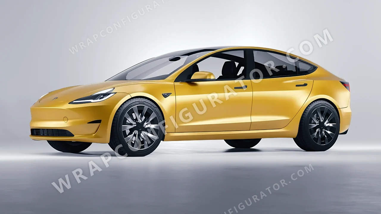 Yellow Tesla Model 3 2024 wrapped in Avery Dennison Yellow SW900-224-O