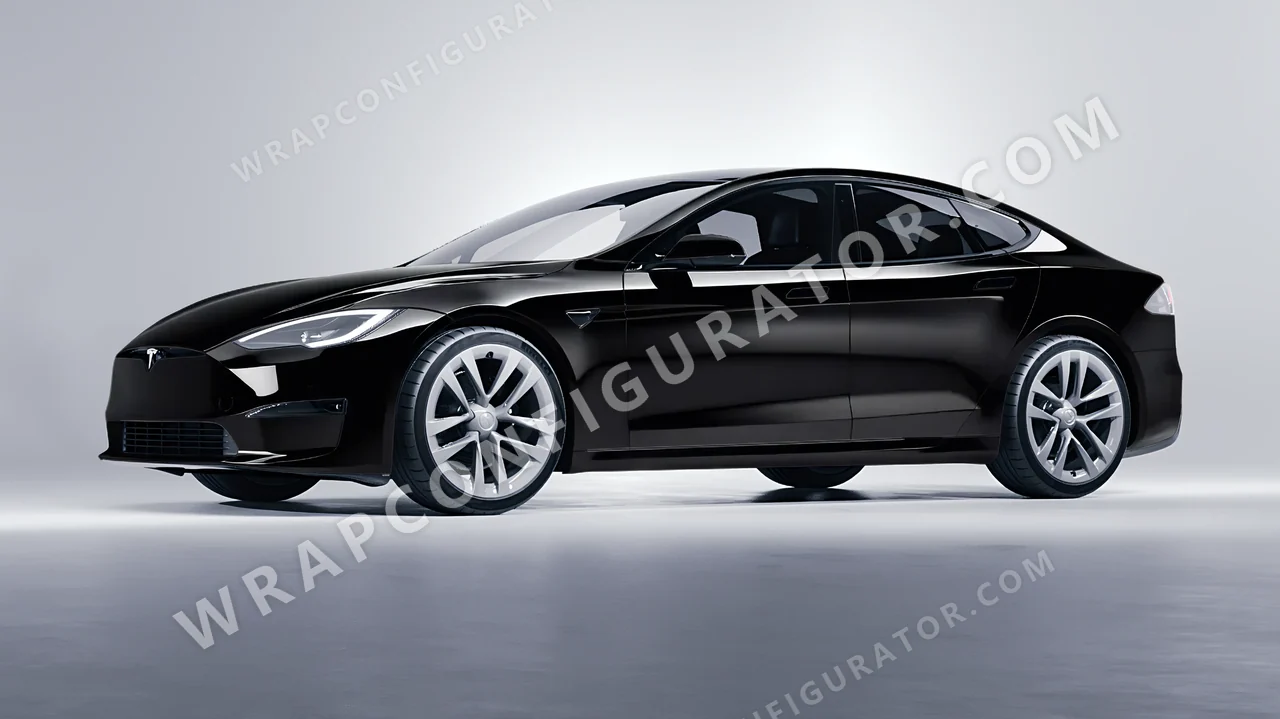 Black Tesla Model S 2013 wrapped in 3M Black HG12