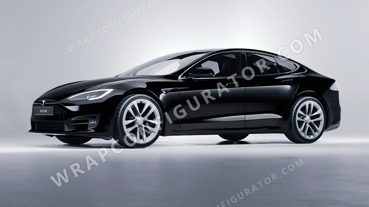 Black Tesla Model S 2013 wrapped in 3M Gloss Black G12