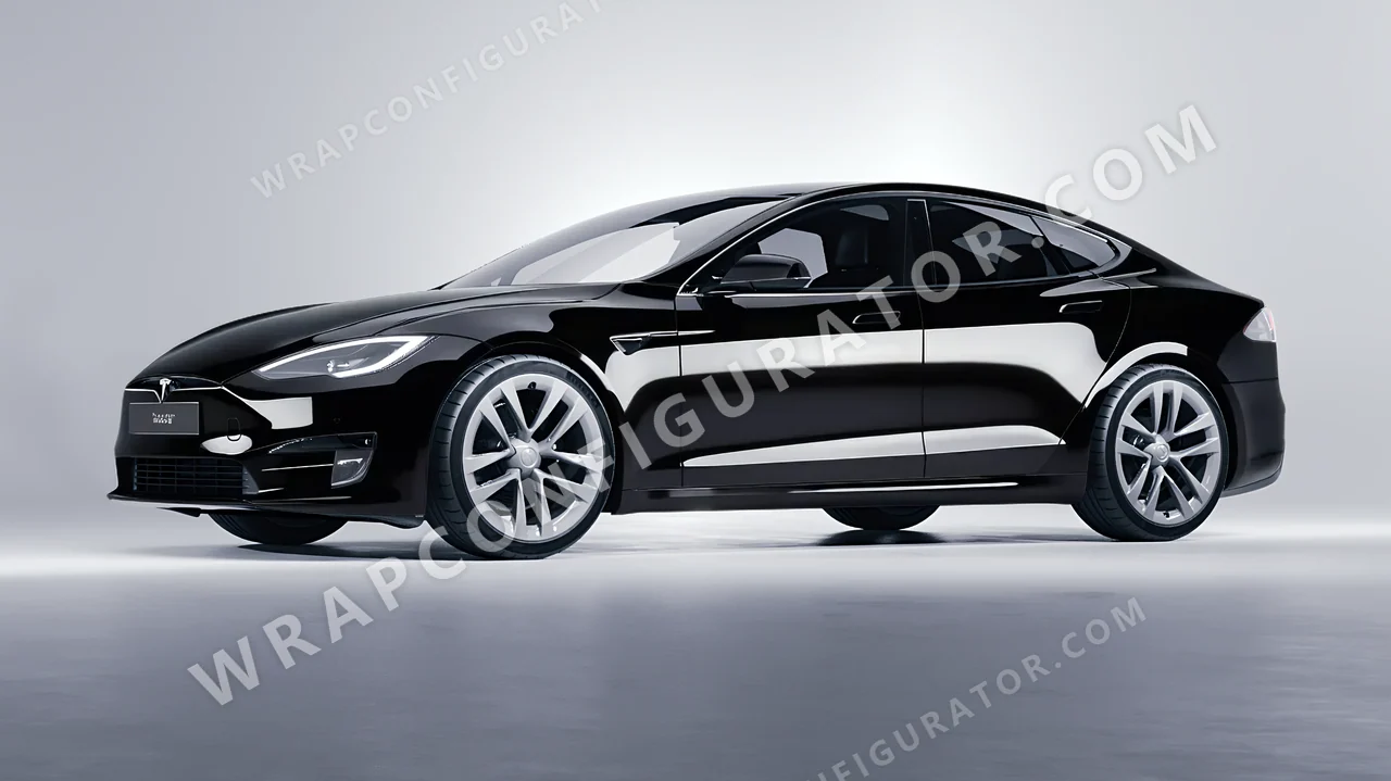 Black Tesla Model S 2013 wrapped in 3M Gloss Black Metallic G212