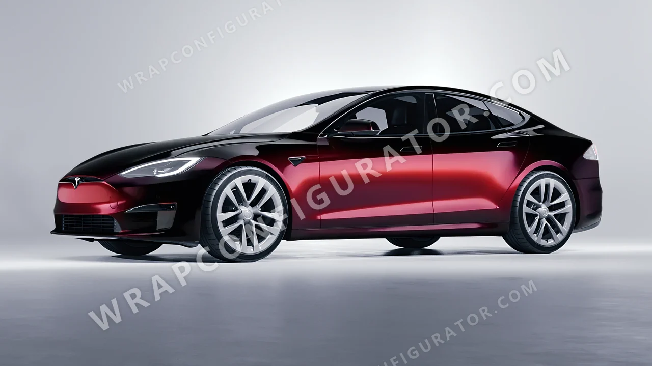 Black Tesla Model S 2013 wrapped in 3M Gloss Ember Black GP282