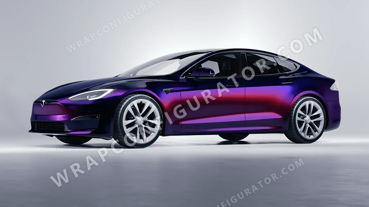 Black Tesla Model S 2013 wrapped in 3M Gloss Wicked GP298