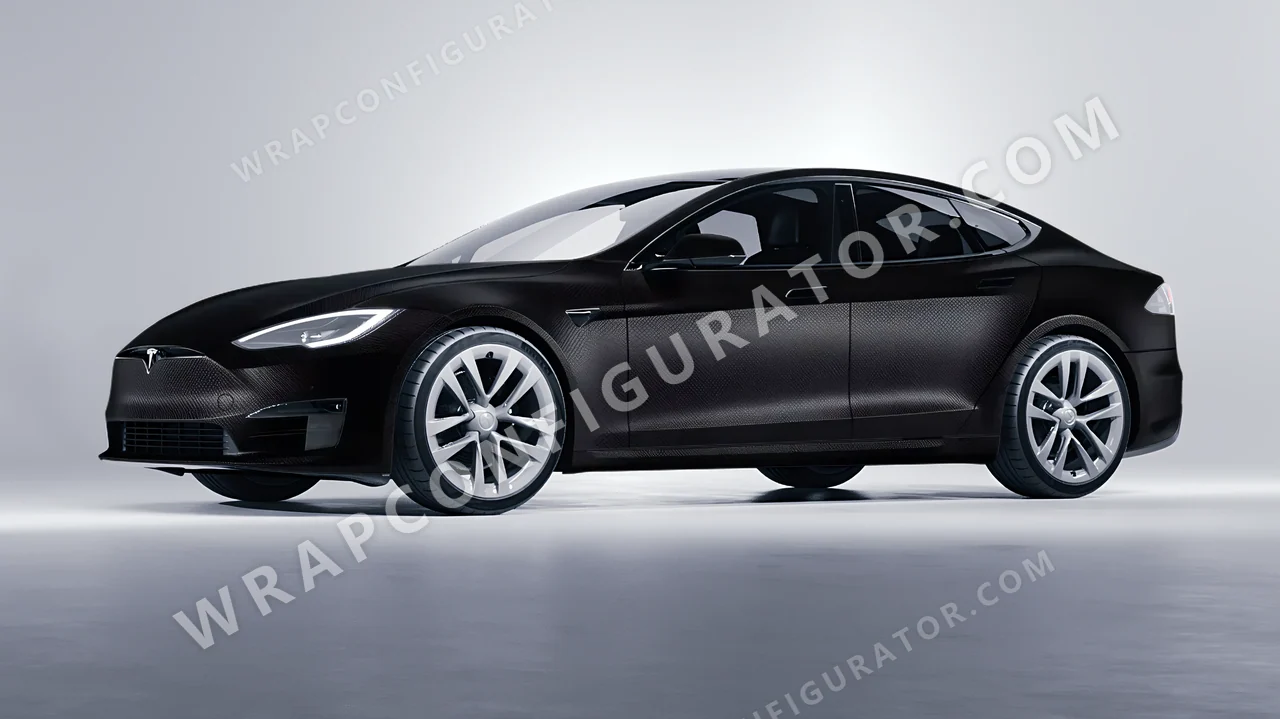 Black Tesla Model S 2013 wrapped in 3M Matrix Black MX12