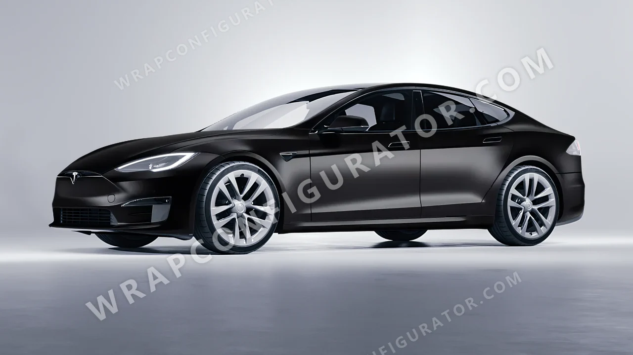Black Tesla Model S 2013 wrapped in 3M Satin Black S12