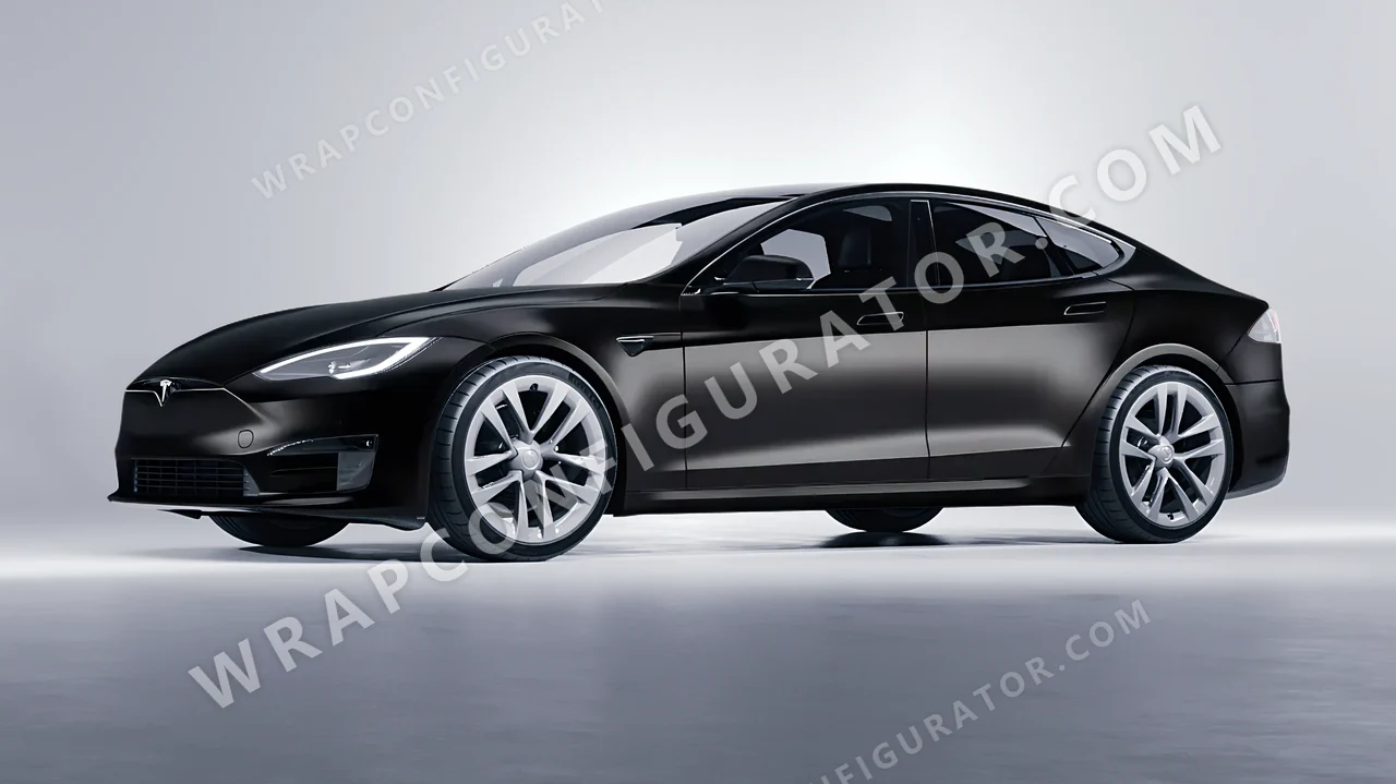 Black Tesla Model S 2013 wrapped in Avery Dennison Black SW900-197-O