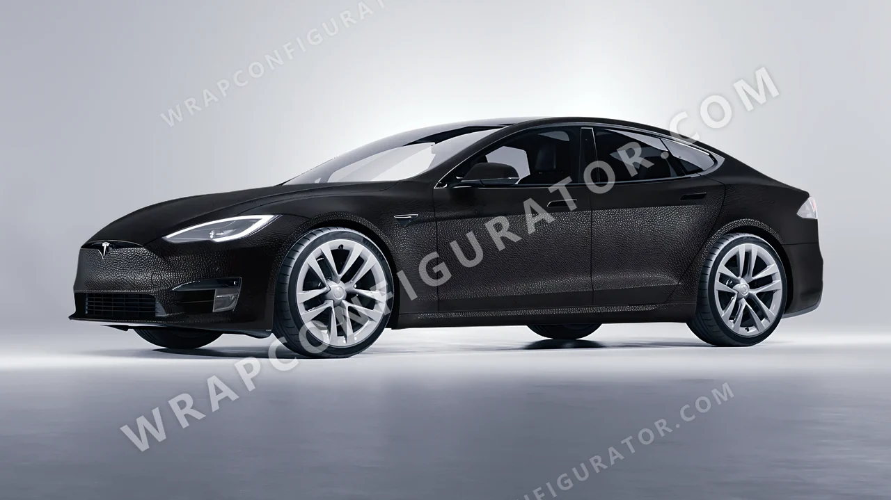 Black Tesla Model S 2013 wrapped in Avery Dennison Rugged Onyx Black SW900-182-X