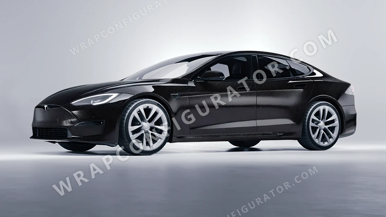 Black Tesla Model S 2013 wrapped in Colourshield PPF by HyperPro Black 6D01B-P