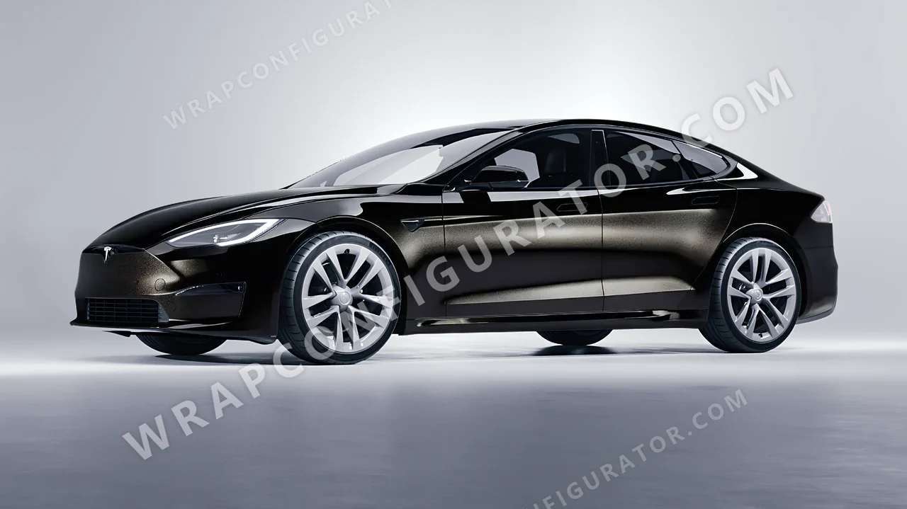 Black Tesla Model S 2013 wrapped in Colourshield PPF by HyperPro Black GAF27-P