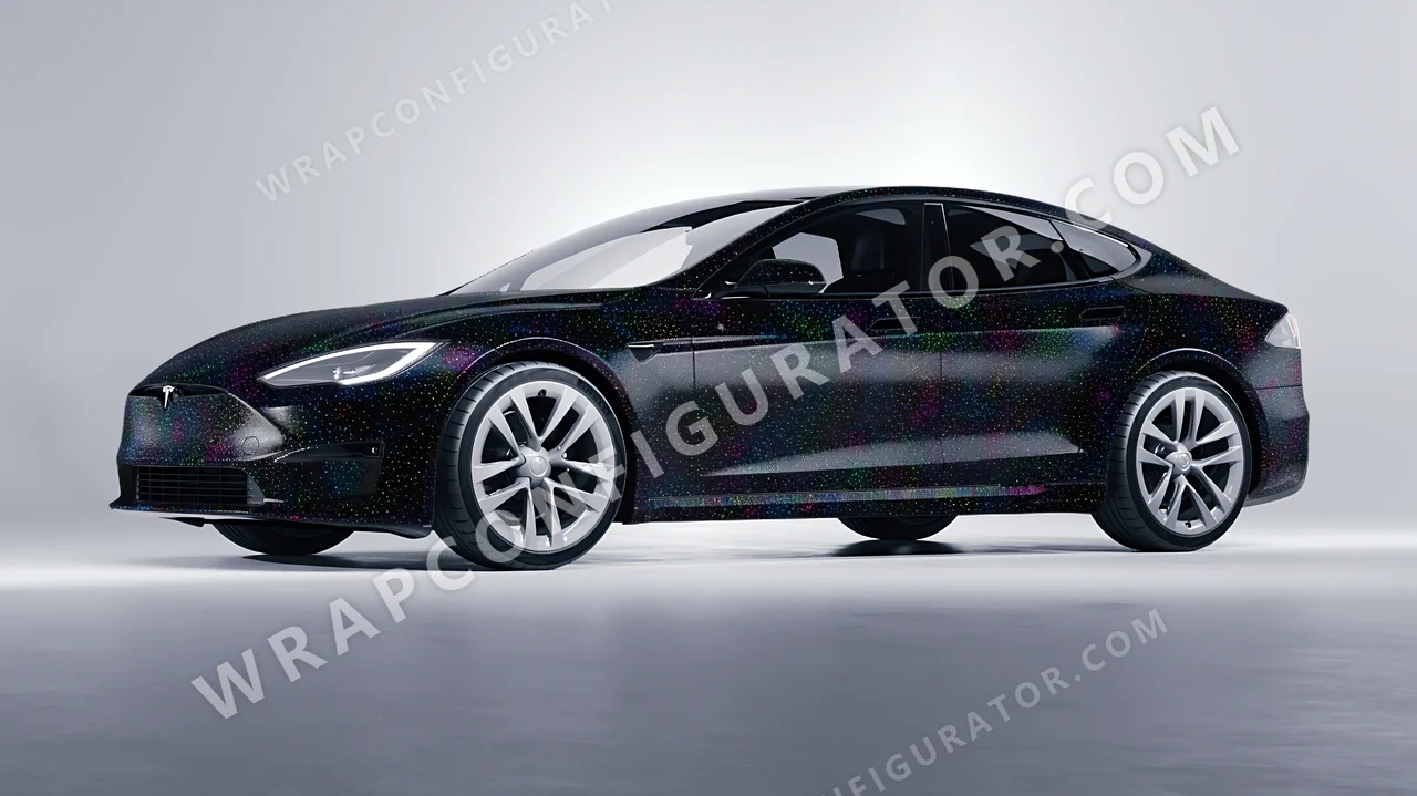 Black Tesla Model S 2013 wrapped in Colourshield PPF by HyperPro Black GLF05-P