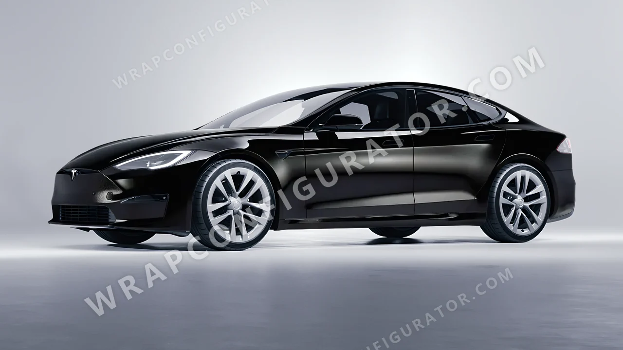 Black Tesla Model S 2013 wrapped in Colourshield PPF by HyperPro Black HGM23-P