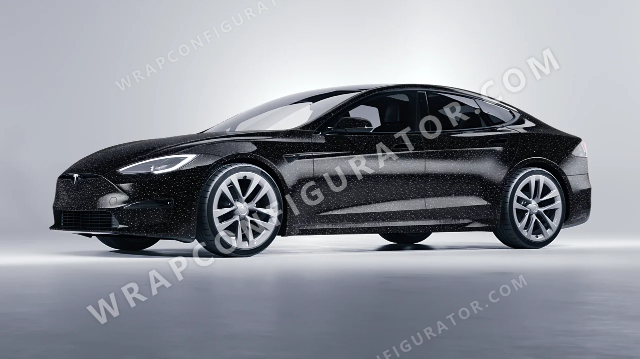 Black Tesla Model S 2013 wrapped in Colourshield PPF by HyperPro Black MDF01-P