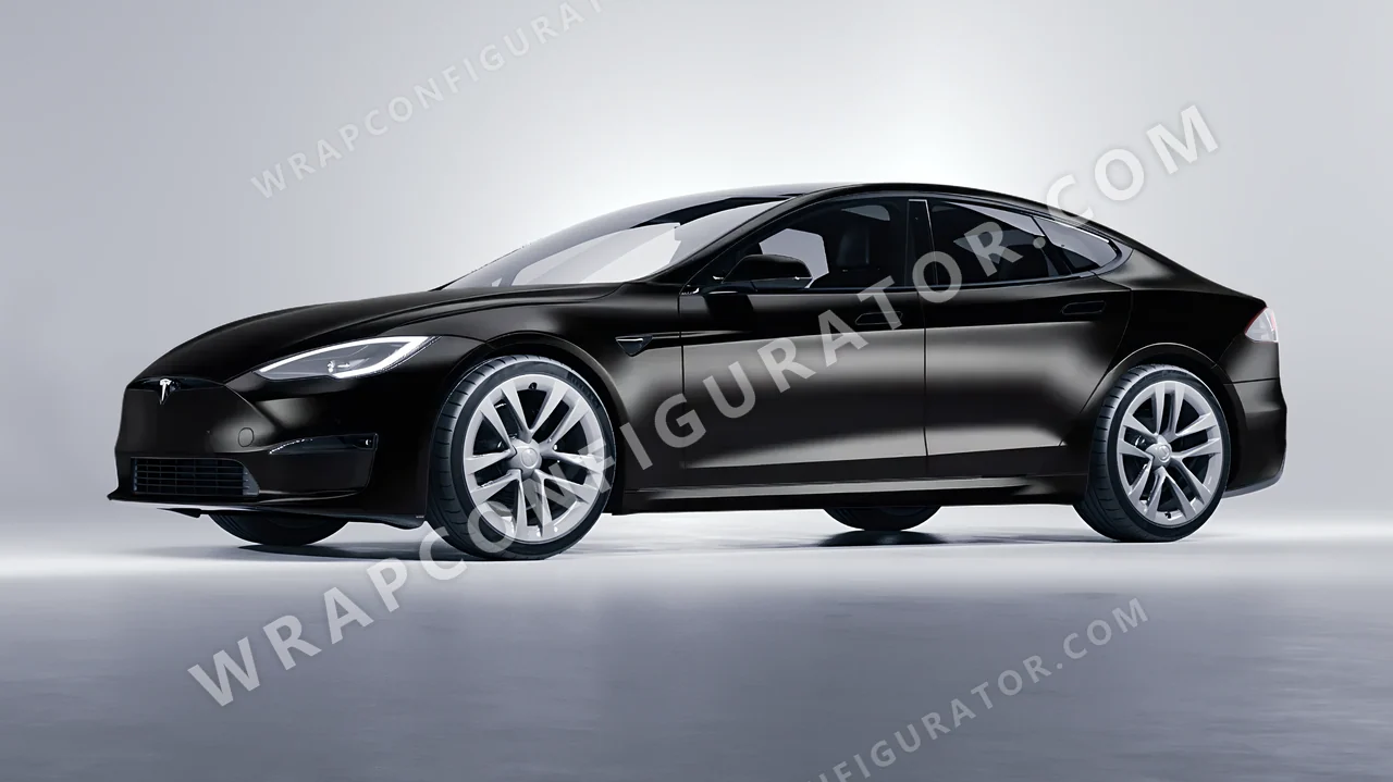 Black Tesla Model S 2013 wrapped in Colourshield PPF by HyperPro Black SMF07-P