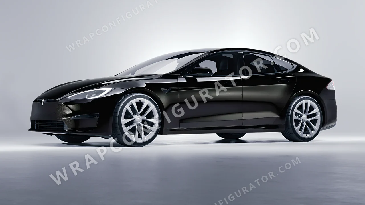 Black Tesla Model S 2013 wrapped in Inozetek Dynamic PPF Perfect Black DPPF908