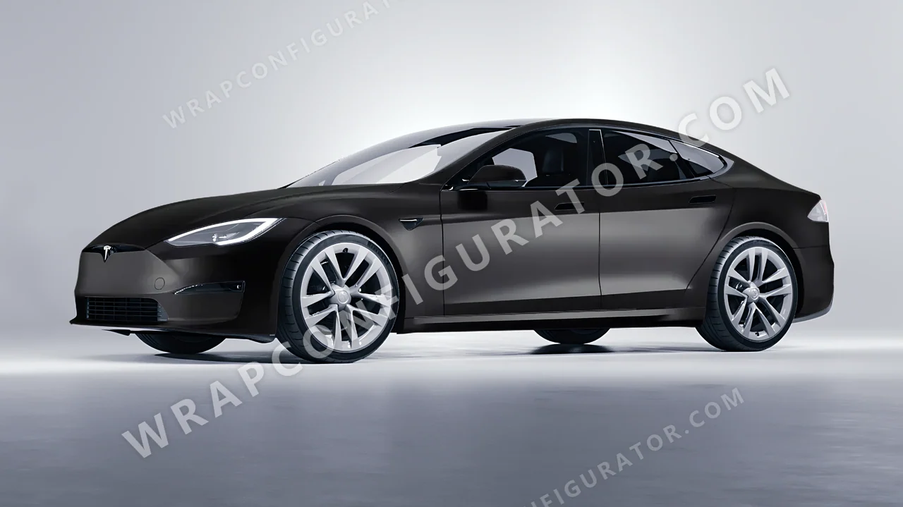 Black Tesla Model S 2013 wrapped in KPMF Absolute Matt Perfect Black K75810