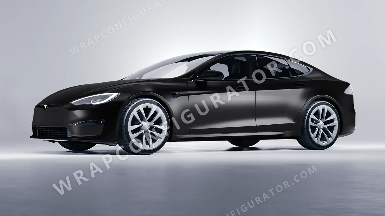 Black Tesla Model S 2013 wrapped in ORACAL Black 970RA-070M