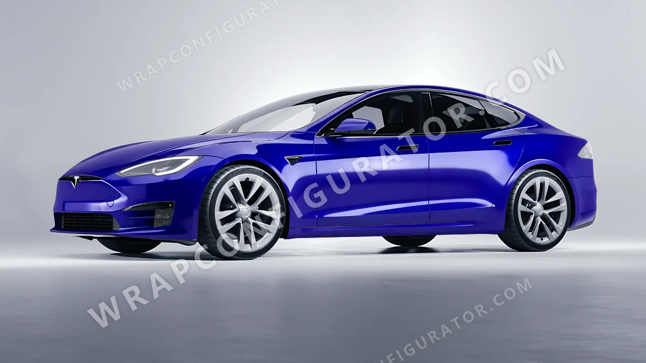 Blue Tesla Model S 2013 wrapped in 3M Gloss Blue Raspberry G378