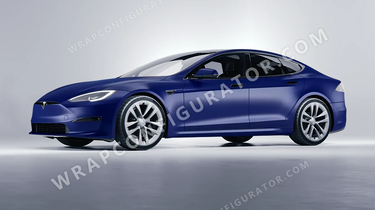 Blue Tesla Model S 2013 wrapped in Avery Dennison Dark Blue SW900-682-O