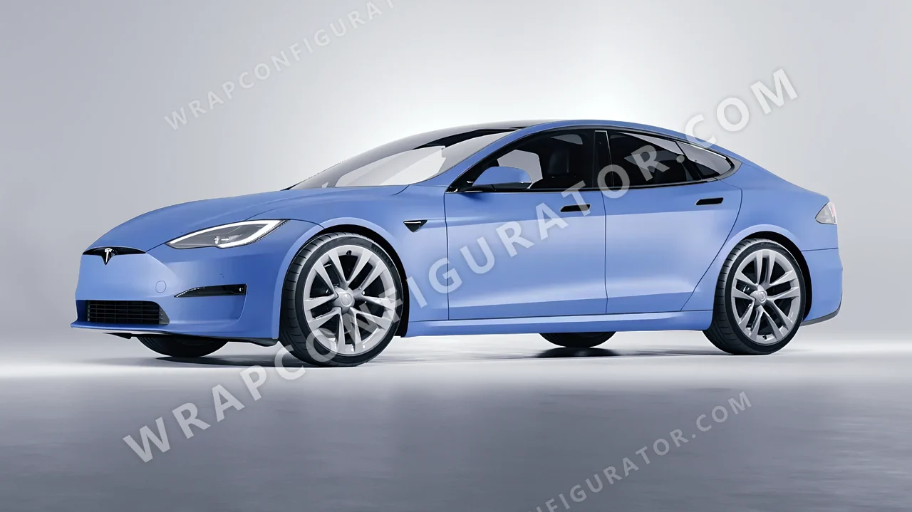 Blue Tesla Model S 2013 wrapped in Avery Dennison Dreamline Blue SW900-616-O