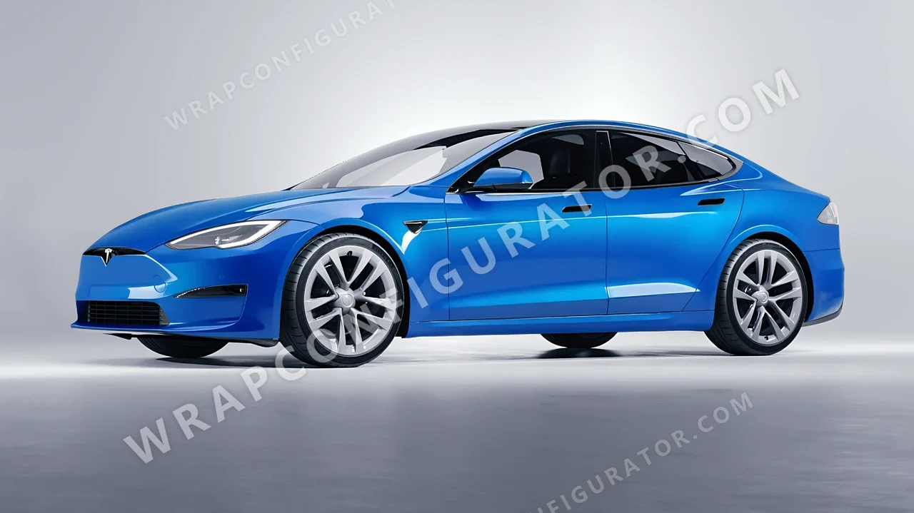 Blue Tesla Model S 2013 wrapped in Avery Dennison Light Blue SW900-632-O