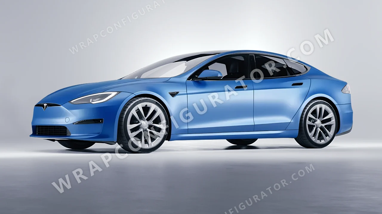 Blue Tesla Model S 2013 wrapped in Avery Dennison Light Blue SW900-633-O