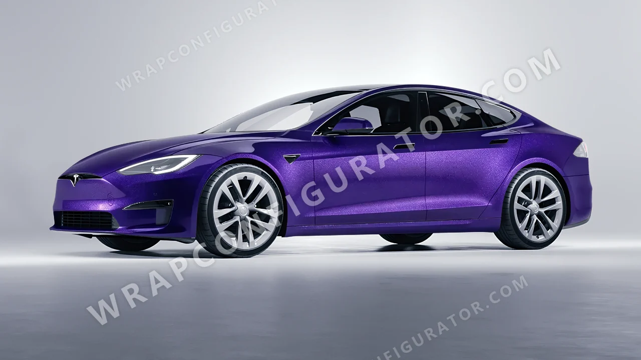 Blue Tesla Model S 2013 wrapped in Avery Dennison Mysterious Indigo SW900-700-M