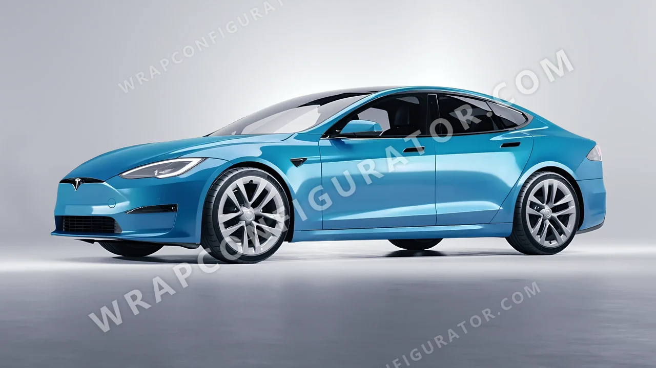 Blue Tesla Model S 2013 wrapped in Avery Dennison Park Avenue Blue SW900-703-O