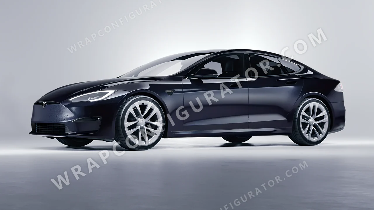Blue Tesla Model S 2013 wrapped in Colourshield PPF by HyperPro Gray/Blue GAF25-P