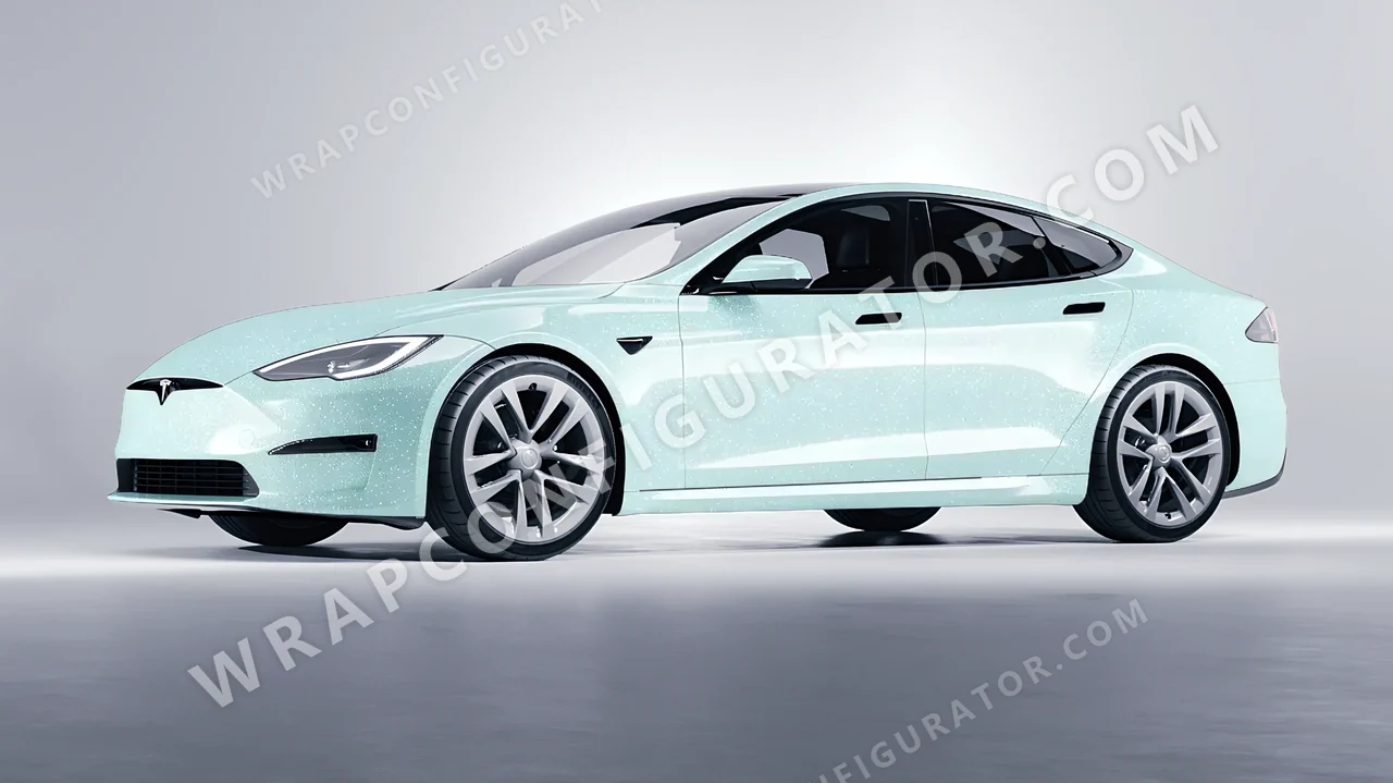 Blue Tesla Model S 2013 wrapped in Colourshield PPF by HyperPro Light Blue GPF10-P