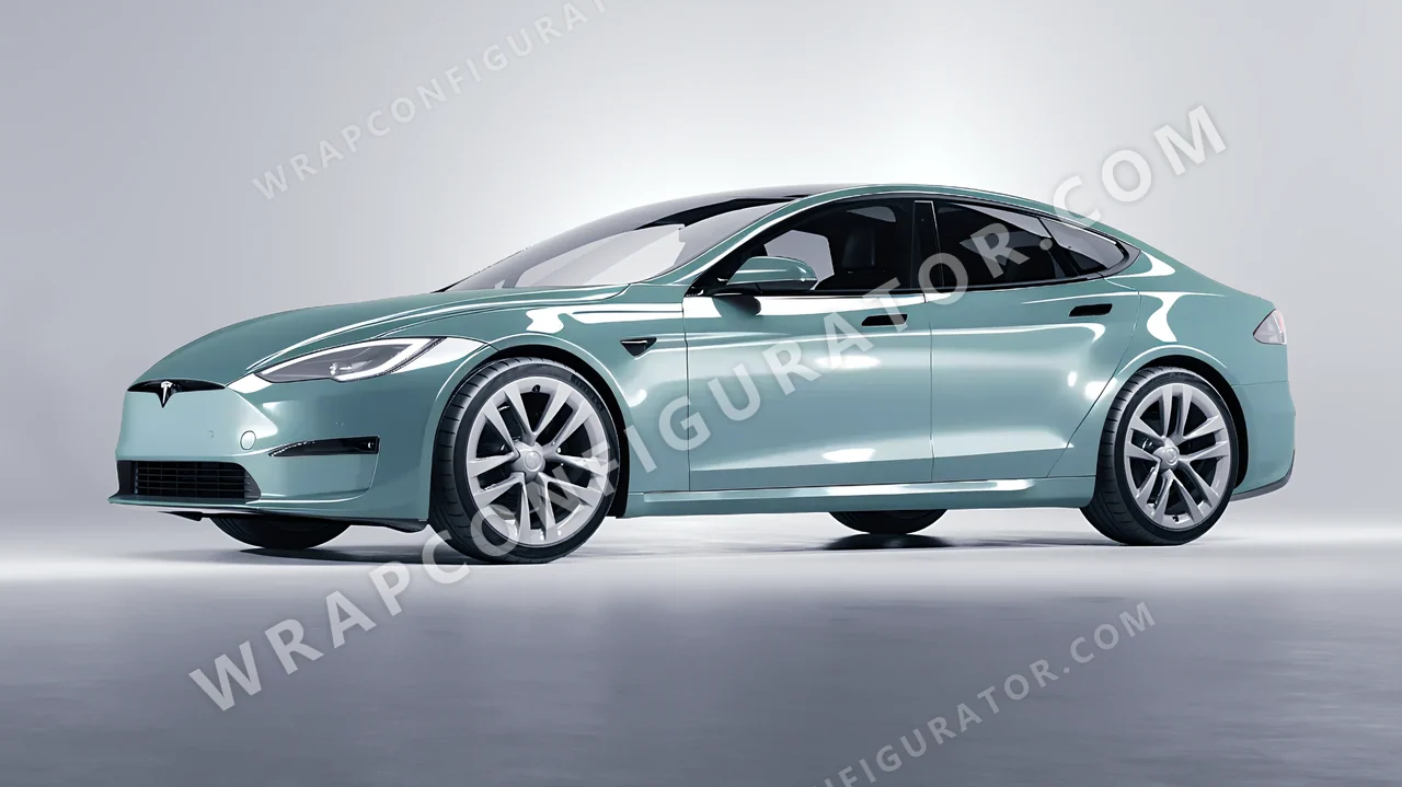 Blue Tesla Model S 2013 wrapped in Colourshield PPF by HyperPro Shadow Blue HGF73-P