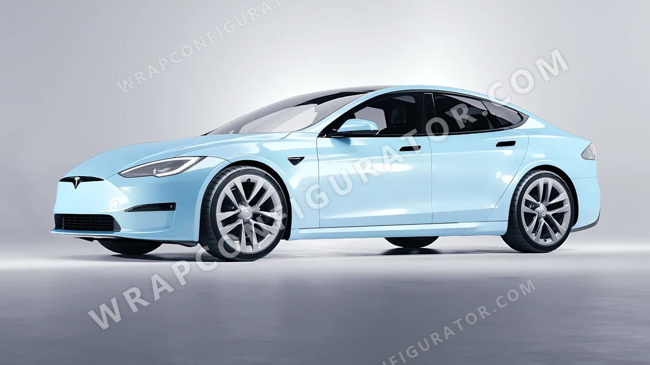 Blue Tesla Model S 2013 wrapped in Inozetek Dynamic PPF Blue DPPF937