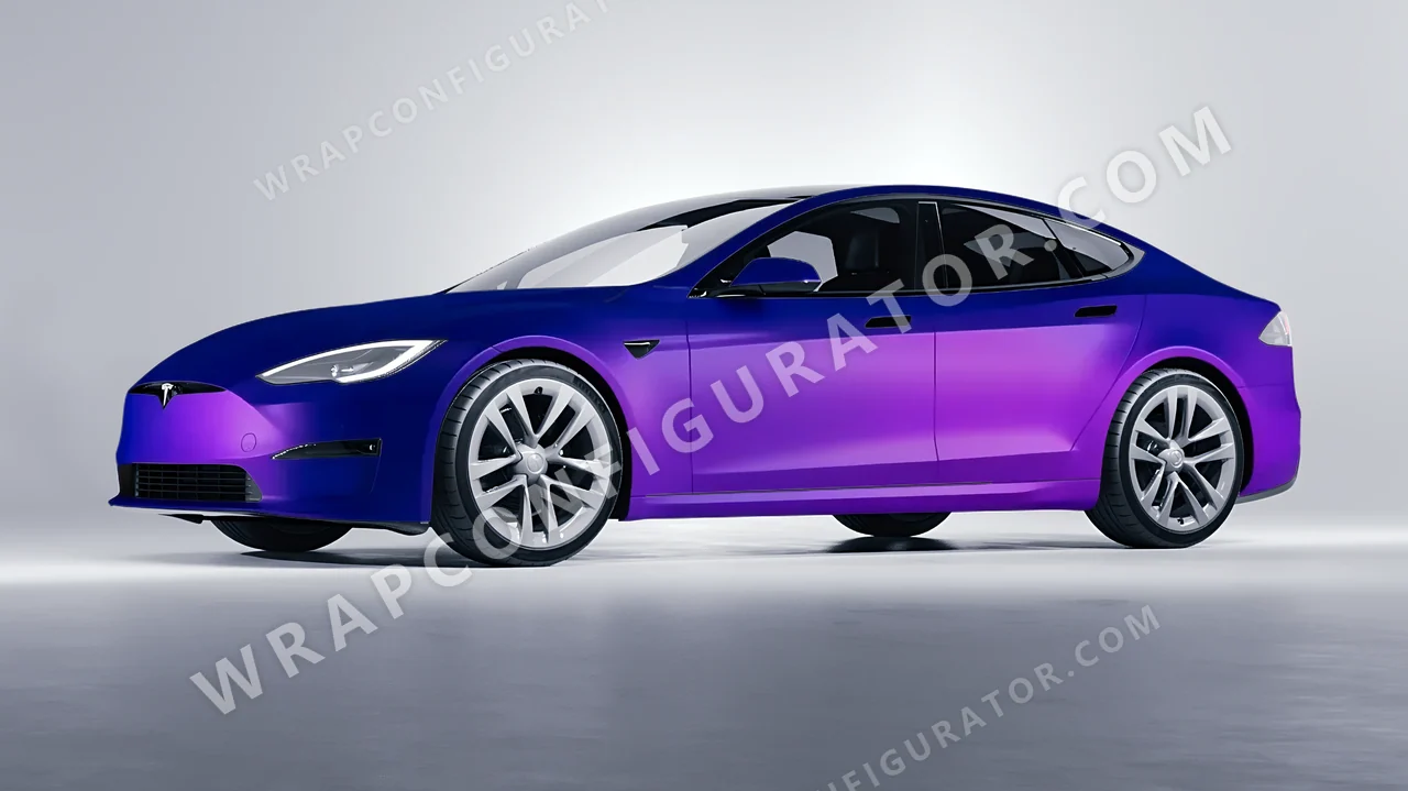 Blue Tesla Model S 2013 wrapped in ORACAL Matt Ultramarine Violet 970RA-319M