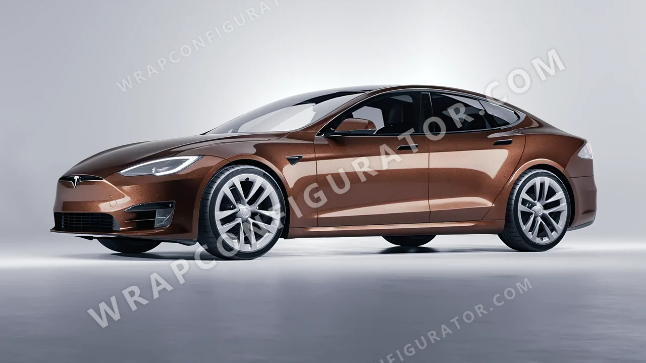 Brown Tesla Model S 2013 wrapped in Avery Dennison Brown SW900-929-M