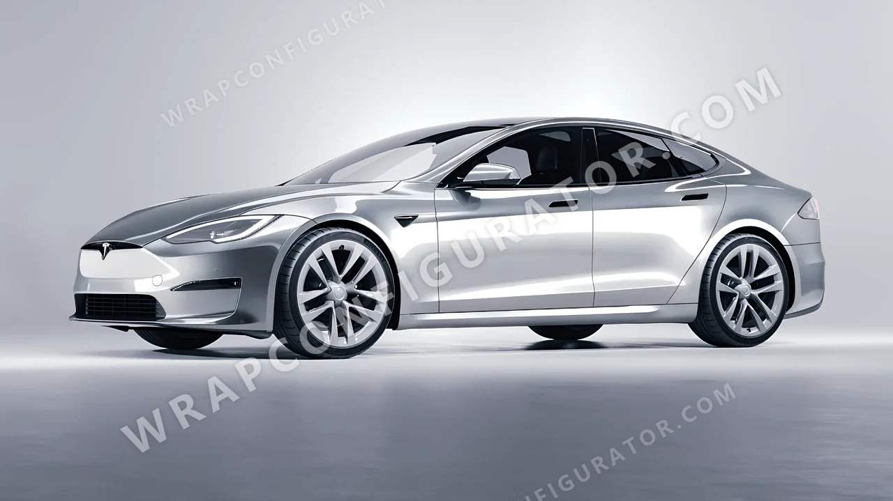 Grey Tesla Model S 2013 wrapped in 3M Gloss Sterling Silver G251