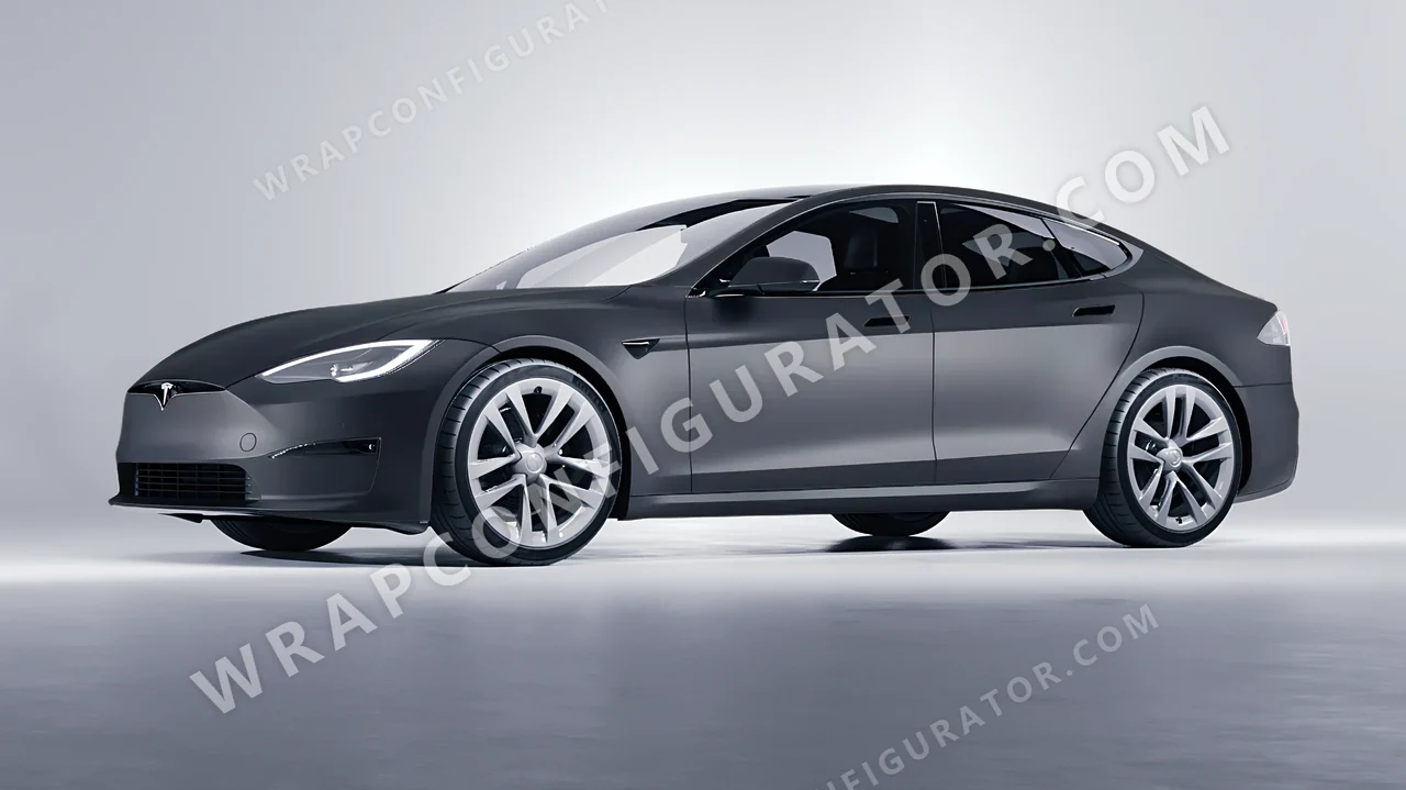 Grey Tesla Model S 2013 wrapped in 3M Matte Dark Gray M261