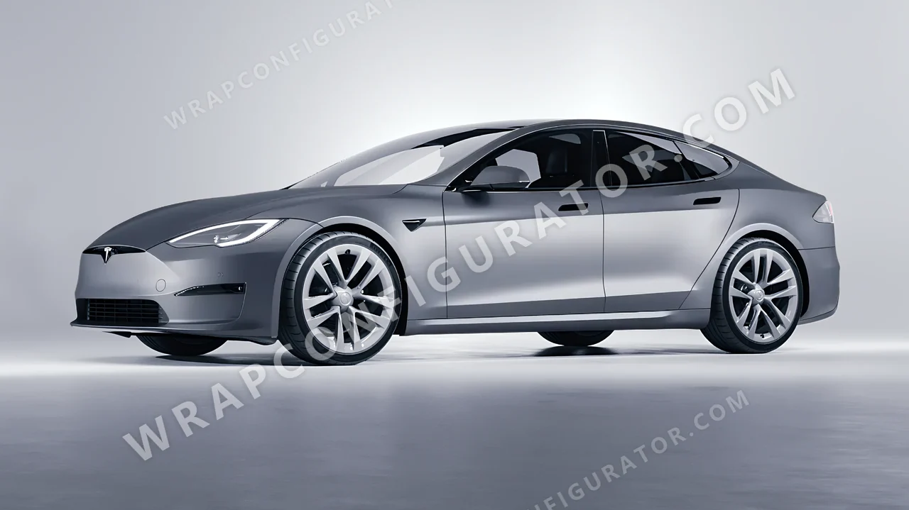 Grey Tesla Model S 2013 wrapped in 3M Matte Gray Aluminum M230