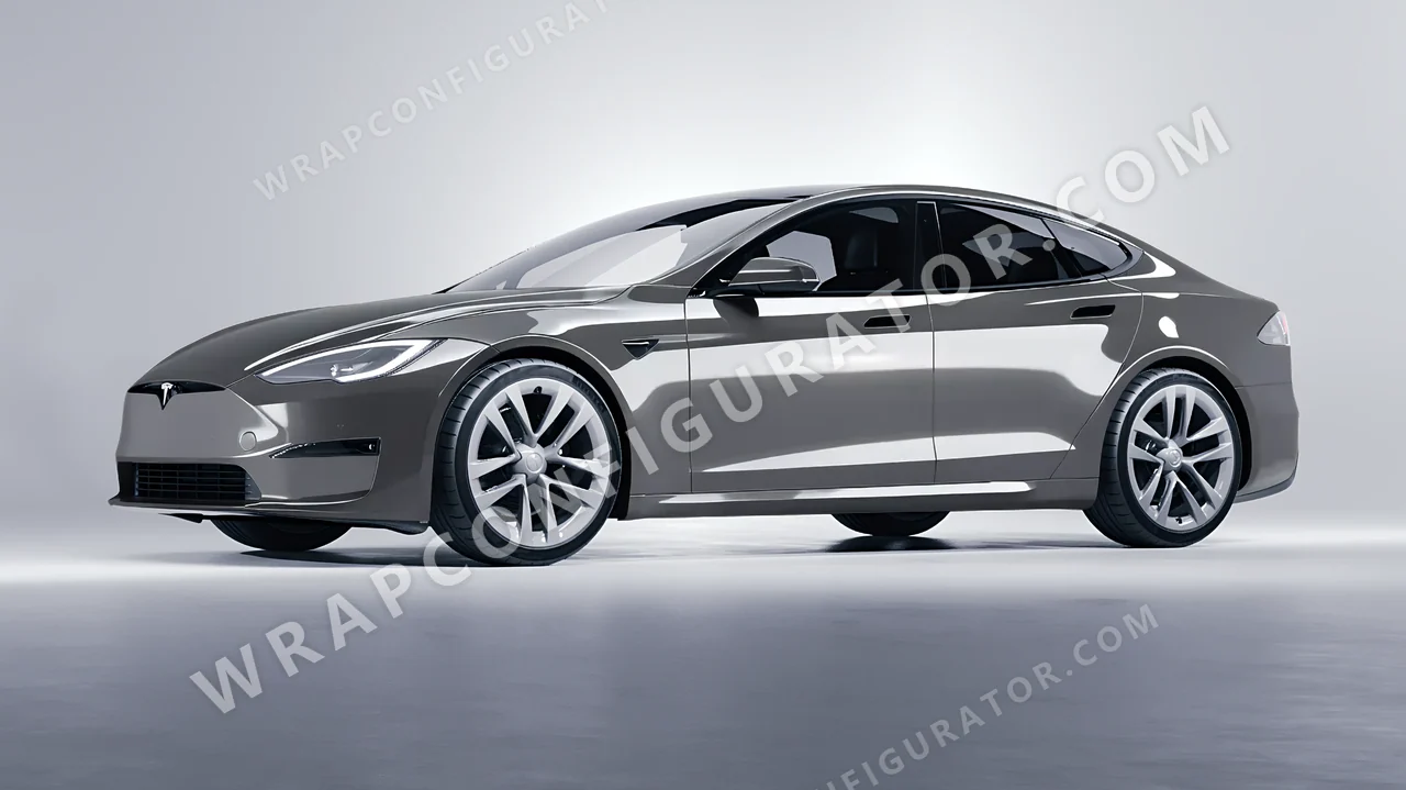 Grey Tesla Model S 2013 wrapped in 3M Nardo Gray HG61