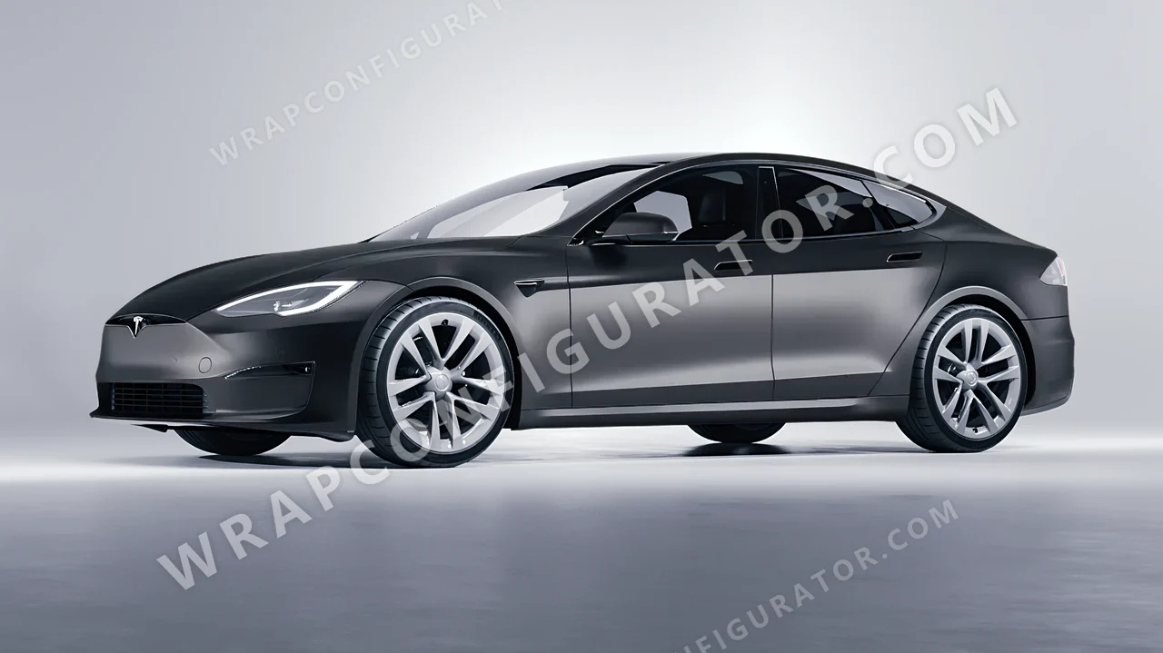 Grey Tesla Model S 2013 wrapped in 3M Satin Dark Gray S261
