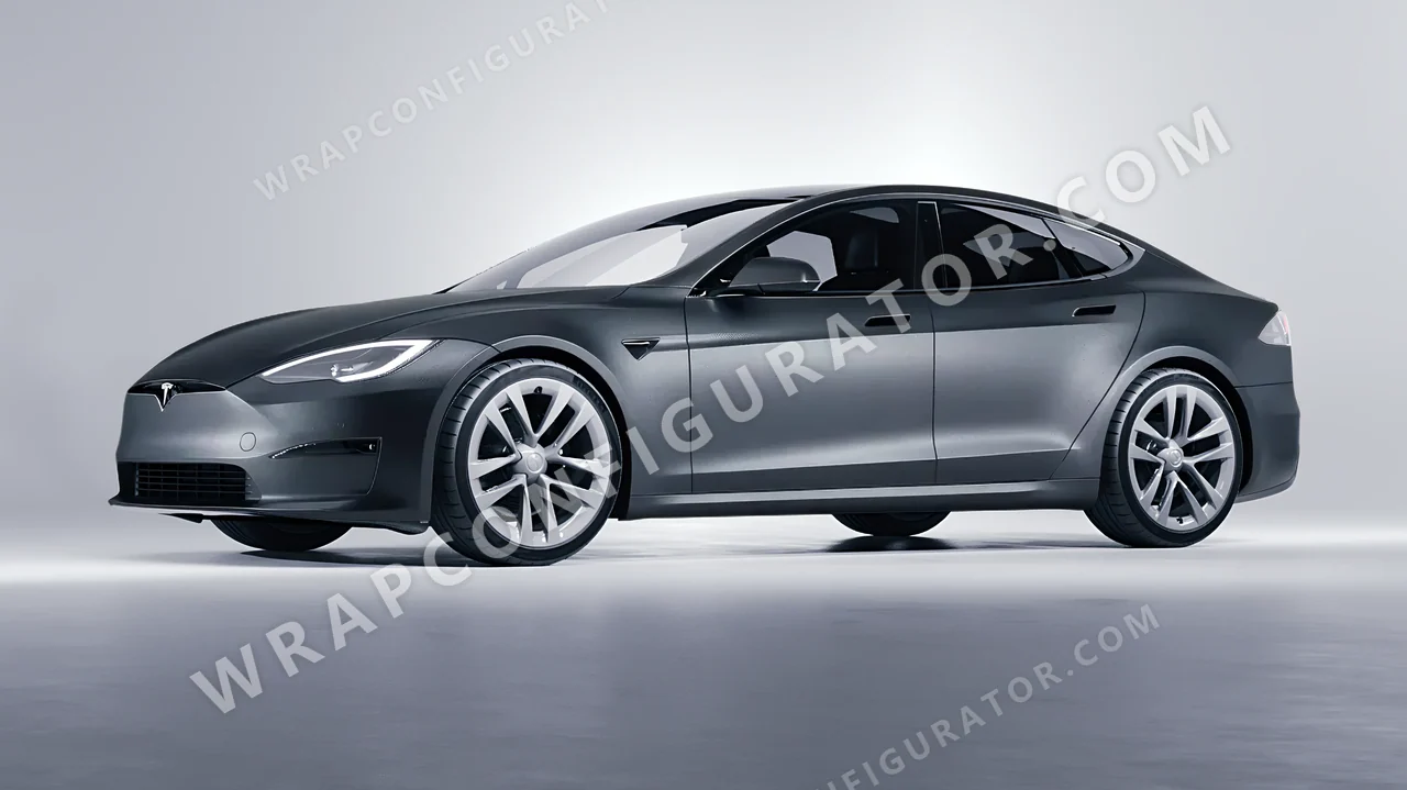 Grey Tesla Model S 2013 wrapped in Avery Dennison Anthracite SW900-858-M